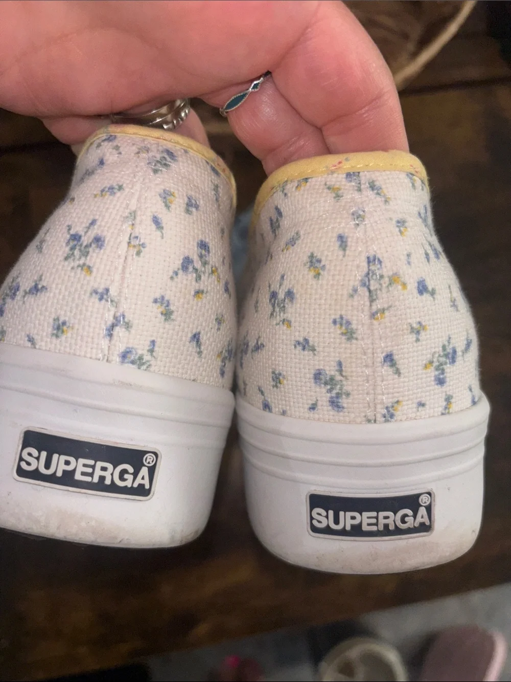 Superga love shack fancy colab Floral Canvas Sneakers in White, Blue, and Yellow